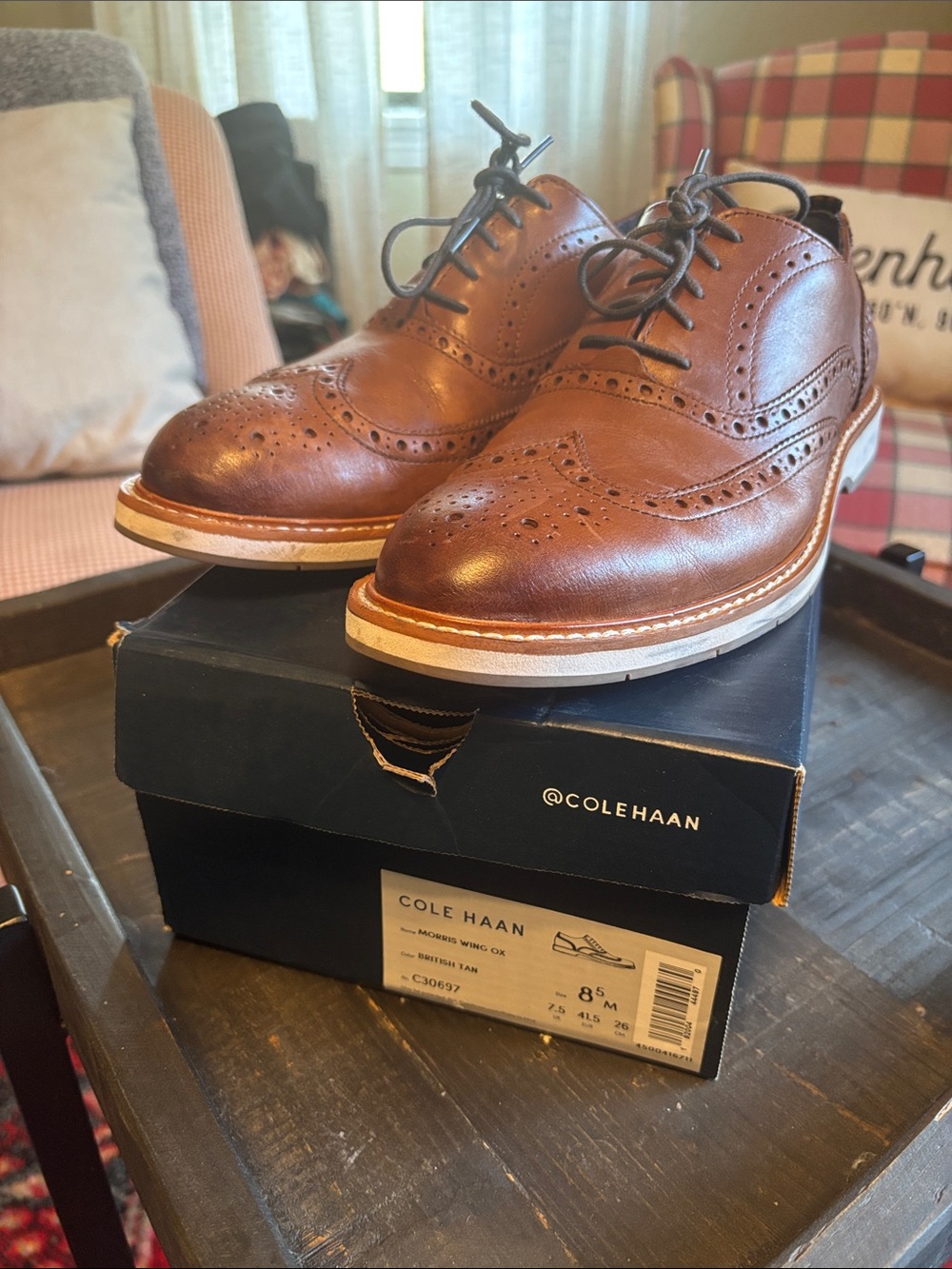Cole Haan Tan Leather Wingtip Oxfords
